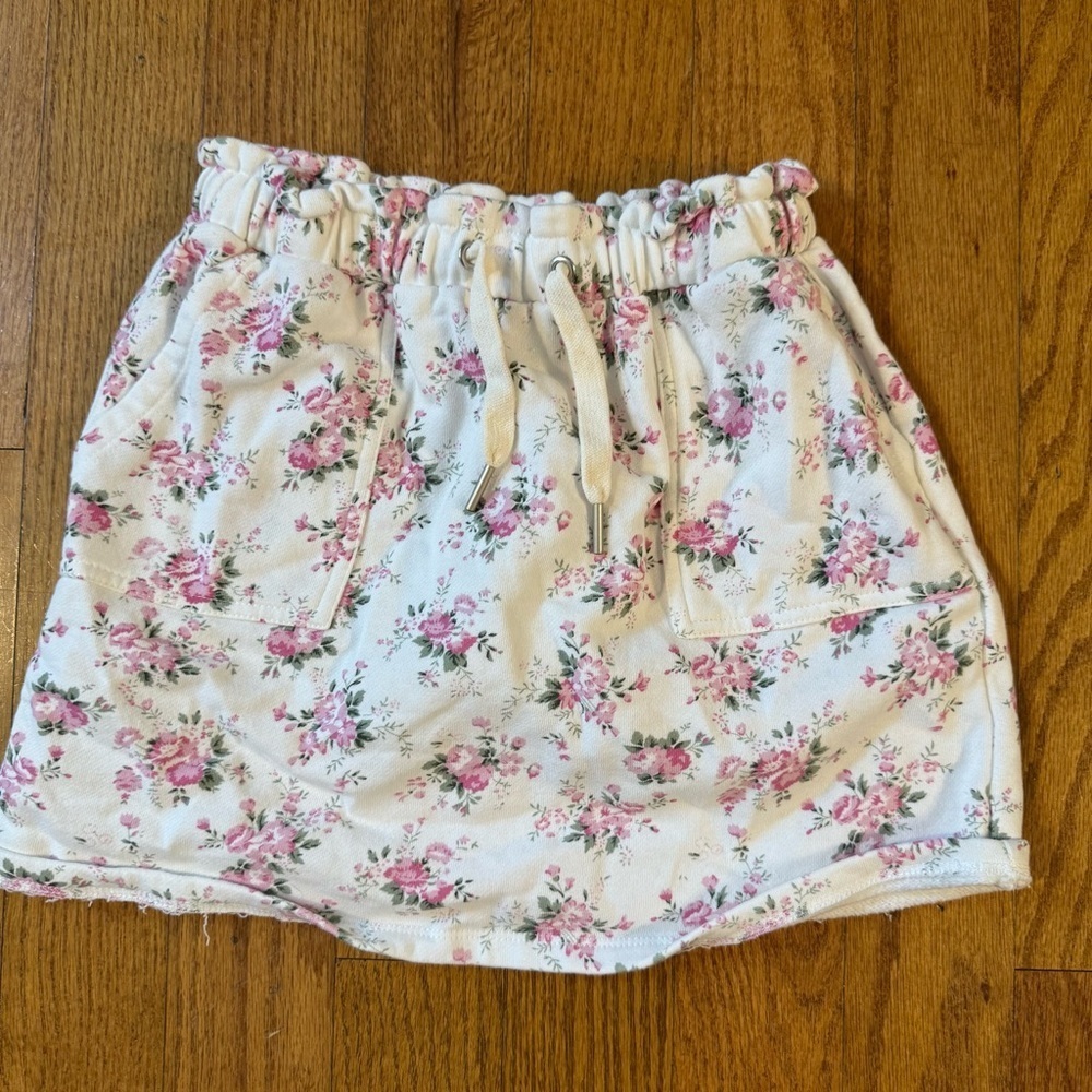 Kidpik White Floral Print Skirt Girls Size M